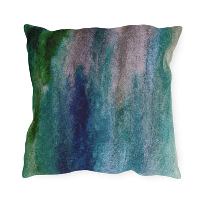 Decorative Outdoor Pillows With Zipper - Set Of 2 Blue Hue Watercolor Abstract