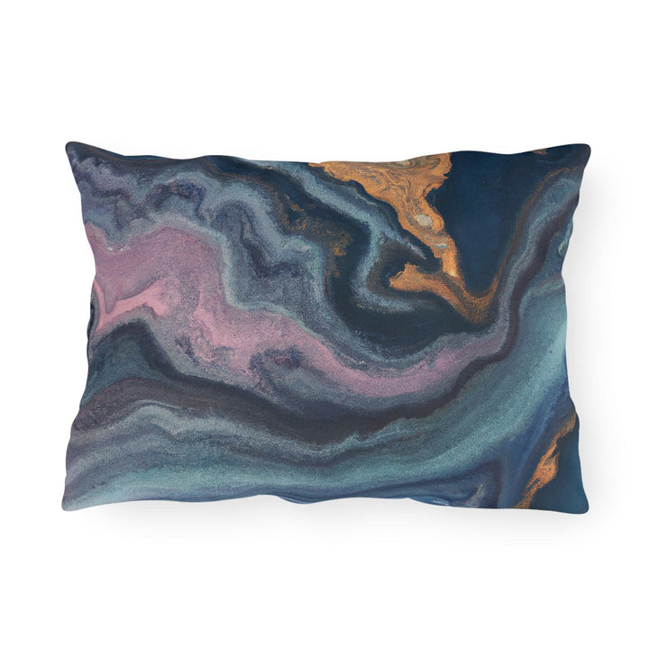 Decorative Indoor/outdoor Pillow Blue Pink Gold Abstract Marble Swirl Pattern