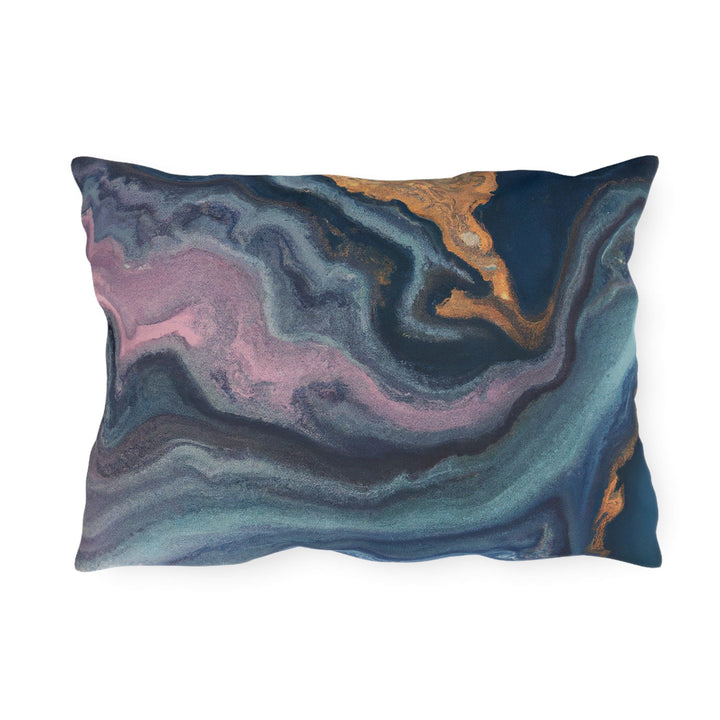 Decorative Indoor/outdoor Pillow Blue Pink Gold Abstract Marble Swirl Pattern