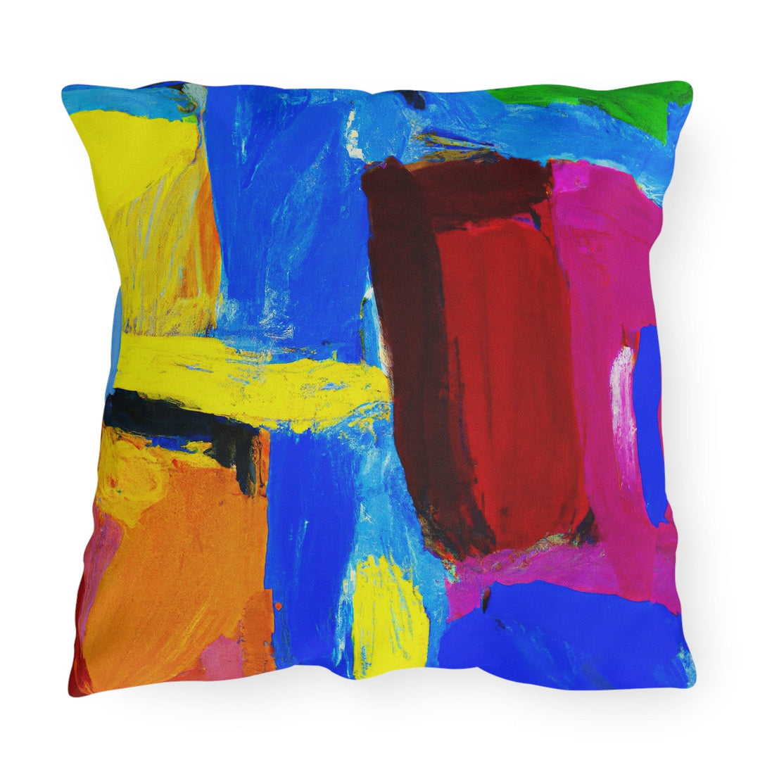 Decorative Indoor/outdoor Pillow Blue Red Yellow Multicolor Abstract Pattern