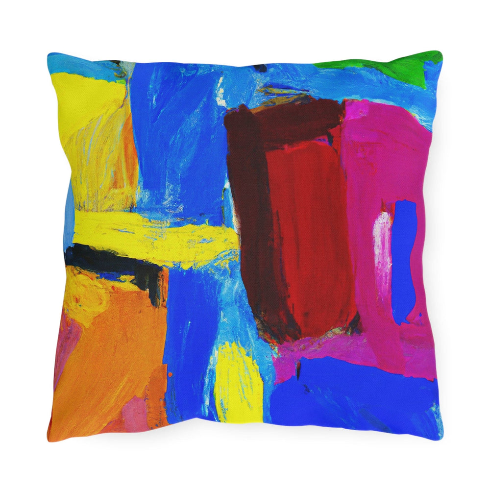 Decorative Indoor/outdoor Pillow - Blue Red Yellow Multicolor Abstract Pattern