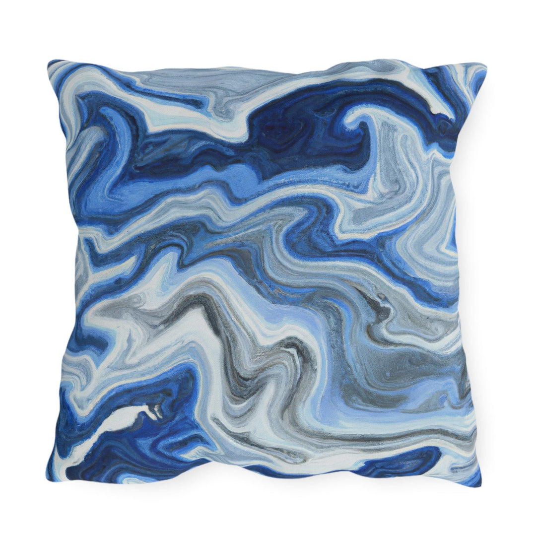 Decorative Indoor/outdoor Pillow Blue White Grey Marble Pattern - Decorative