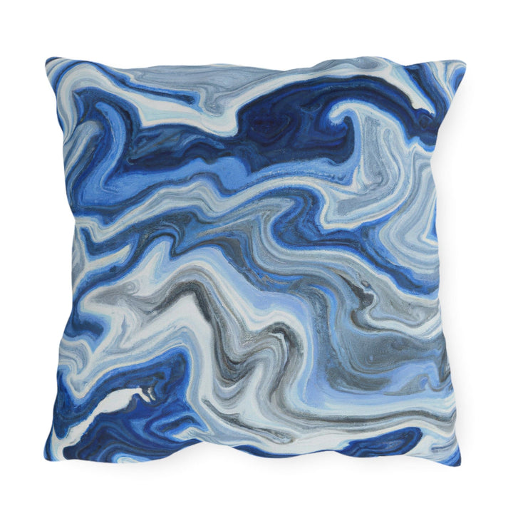 Decorative Indoor/outdoor Pillow Blue White Grey Marble Pattern - Decorative