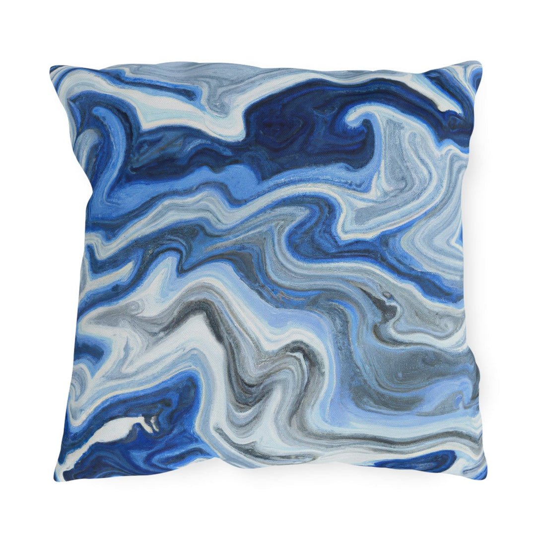 Decorative Indoor/outdoor Pillow Blue White Grey Marble Pattern - Decorative