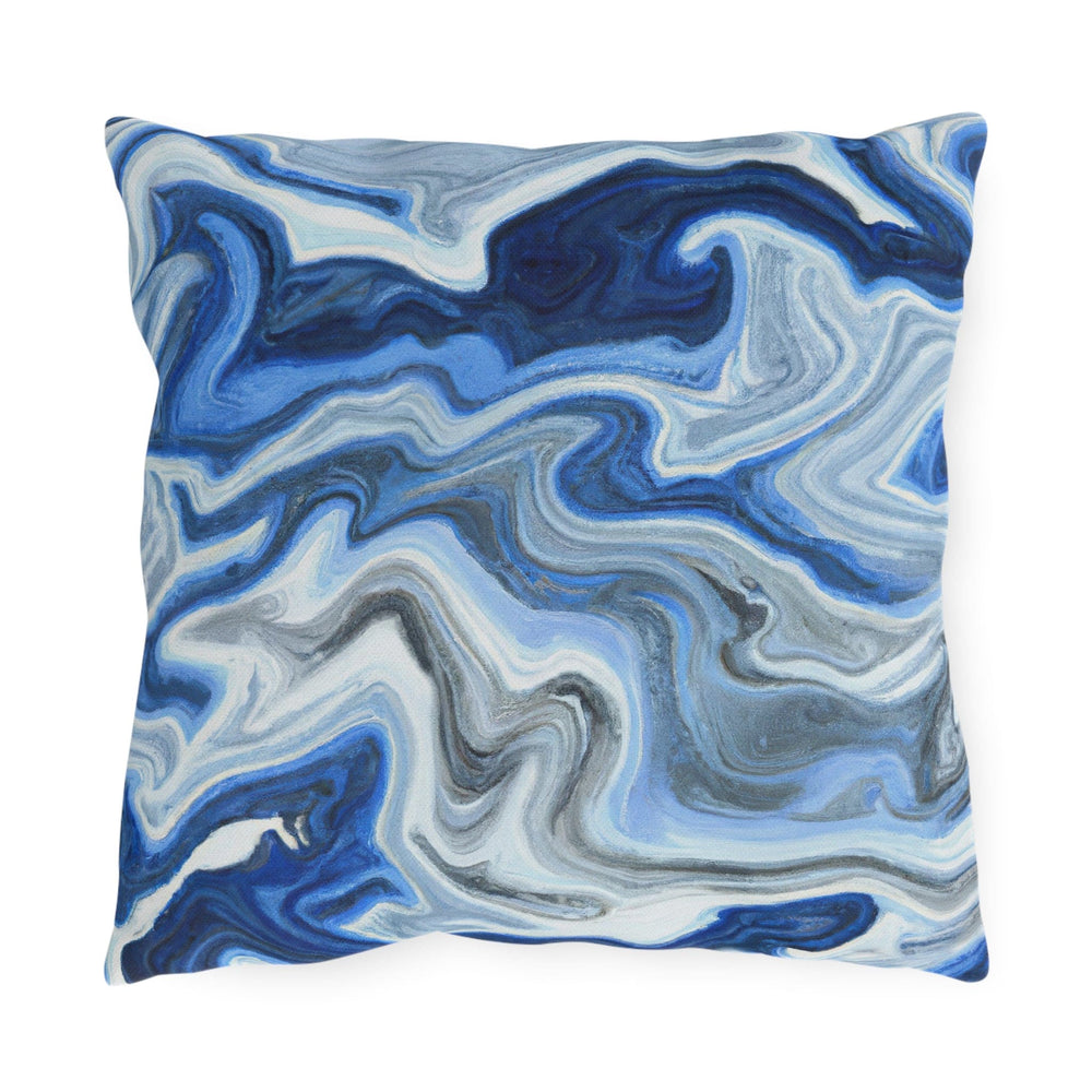 Decorative Indoor/outdoor Pillow Blue White Grey Marble Pattern - Decorative