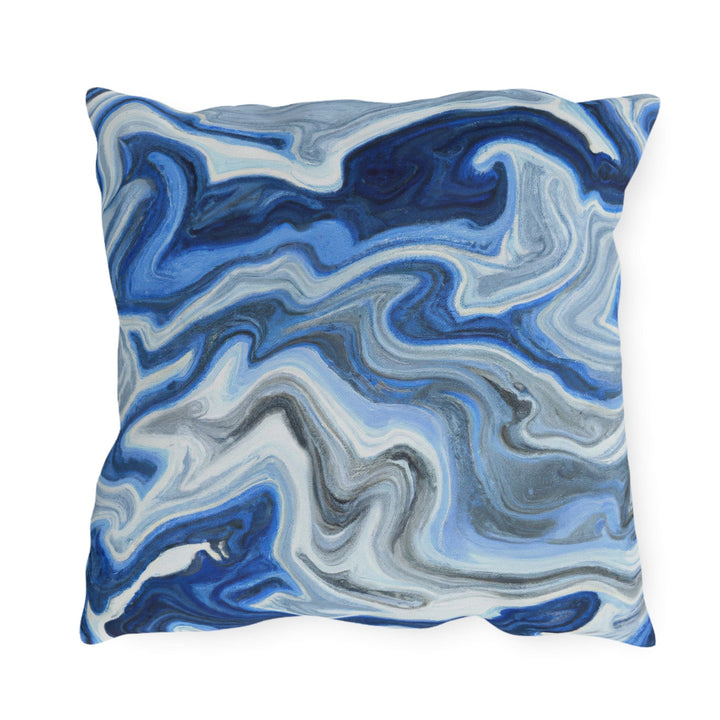 Decorative Indoor/outdoor Pillow Blue White Grey Marble Pattern - Decorative