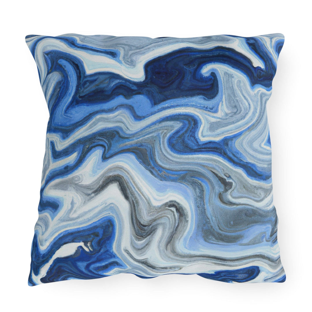 Decorative Indoor/outdoor Pillow Blue White Grey Marble Pattern - Decorative