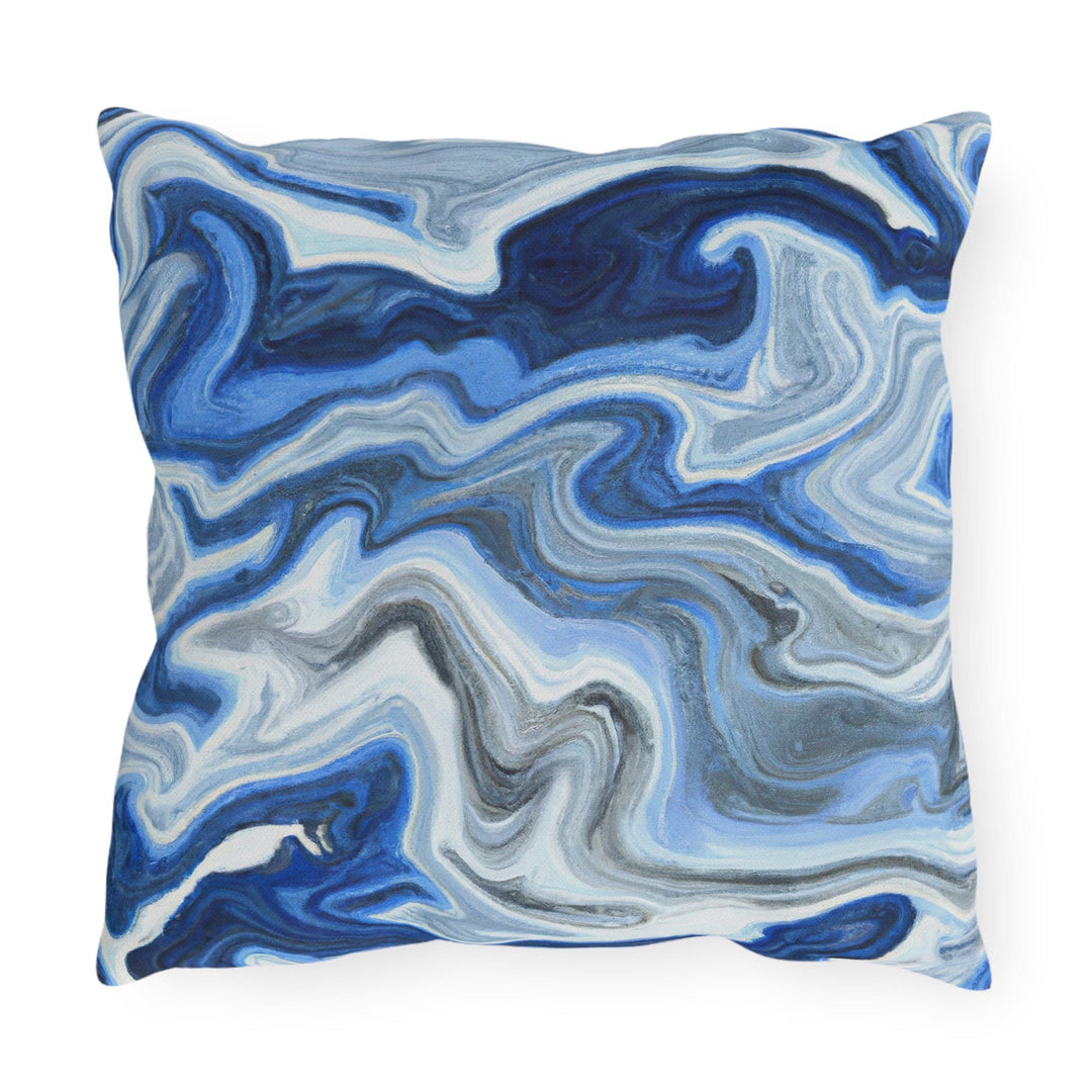 Decorative Indoor/outdoor Pillow Blue White Grey Marble Pattern - Decorative