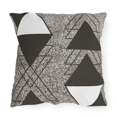 Decorative Outdoor Pillows With Zipper - Set Of 2 Brown And White Triangular