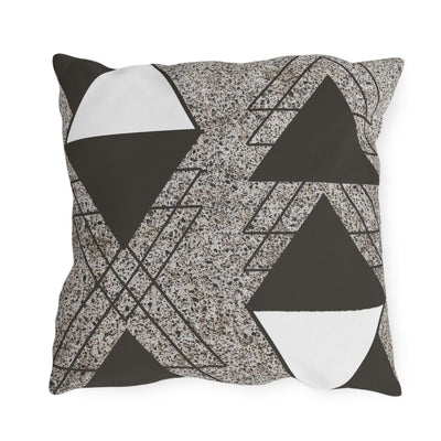 Decorative Outdoor Pillows With Zipper - Set Of 2 Brown And White Triangular