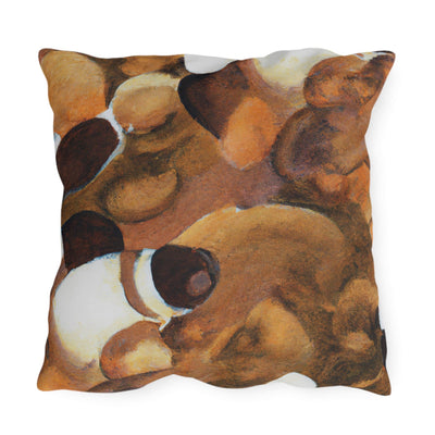 Decorative Outdoor Pillows With Zipper - Set Of 2 Brown White Stone Pattern