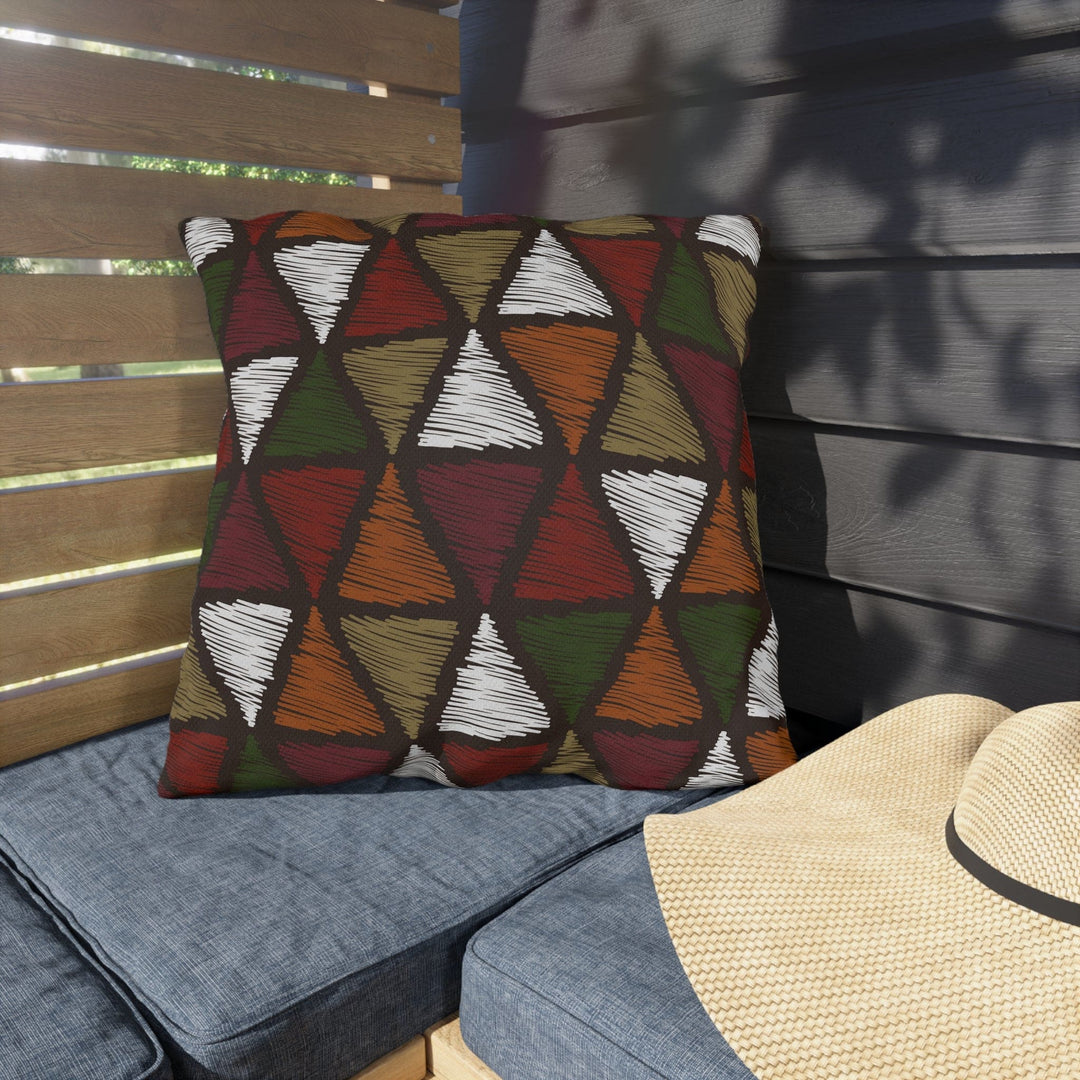 Decorative Indoor/outdoor Pillow - Forest Green Tribal Quilt Pattern