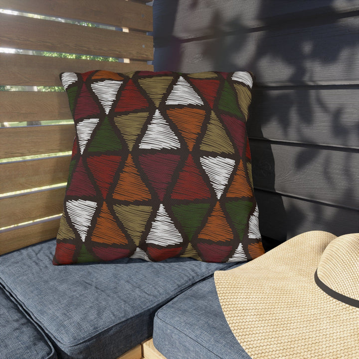 Decorative Indoor/outdoor Pillow - Forest Green Tribal Quilt Pattern