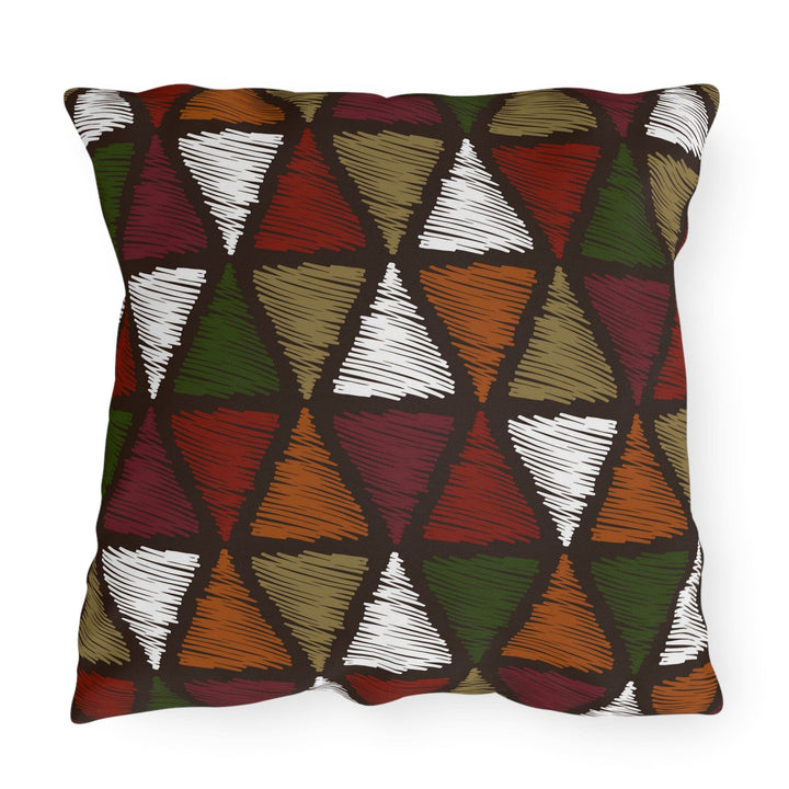 Decorative Indoor/outdoor Pillow - Forest Green Tribal Quilt Pattern
