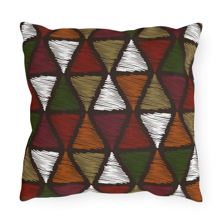 Decorative Indoor/outdoor Pillow - Forest Green Tribal Quilt Pattern