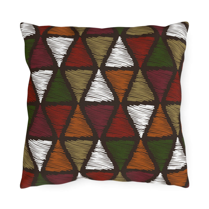Decorative Indoor/outdoor Pillow - Forest Green Tribal Quilt Pattern
