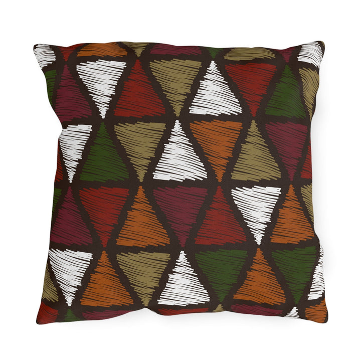 Decorative Indoor/outdoor Pillow - Forest Green Tribal Quilt Pattern