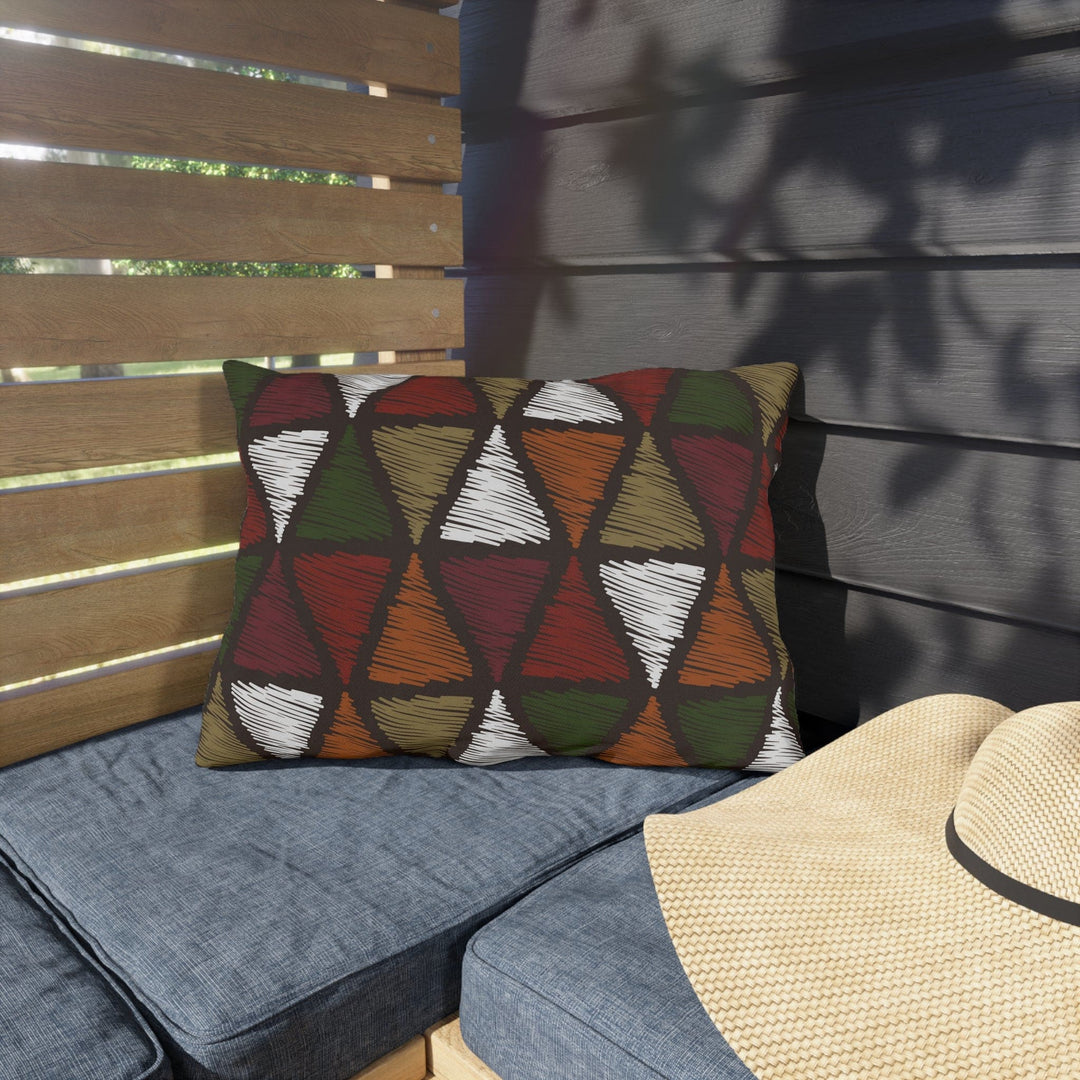 Decorative Indoor/outdoor Pillow - Forest Green Tribal Quilt Pattern