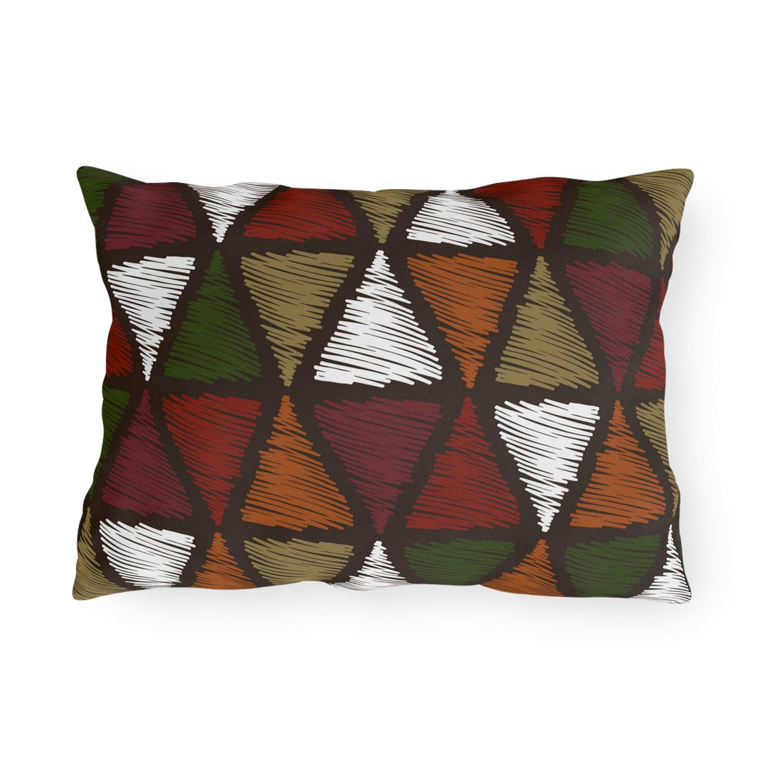 Decorative Indoor/outdoor Pillow - Forest Green Tribal Quilt Pattern