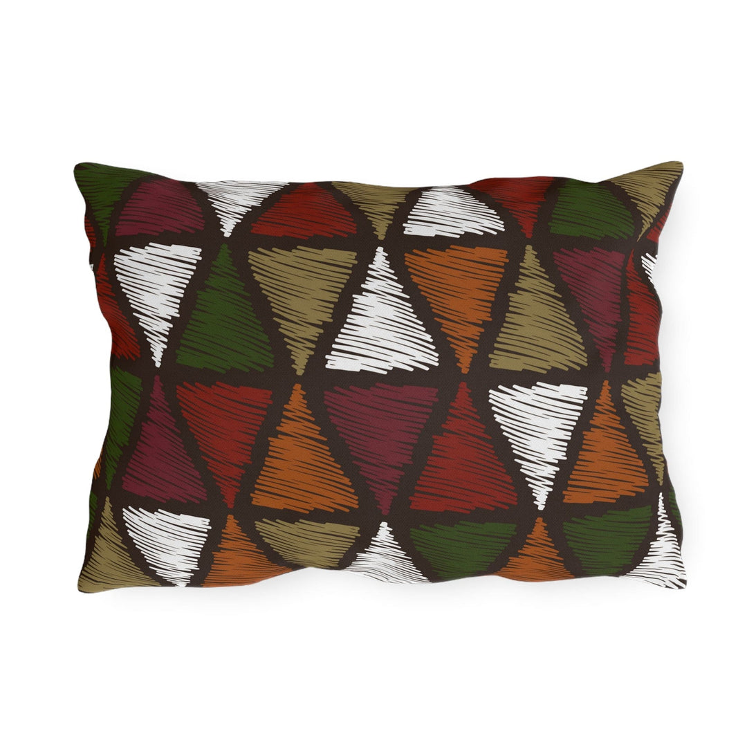 Decorative Indoor/outdoor Pillow - Forest Green Tribal Quilt Pattern