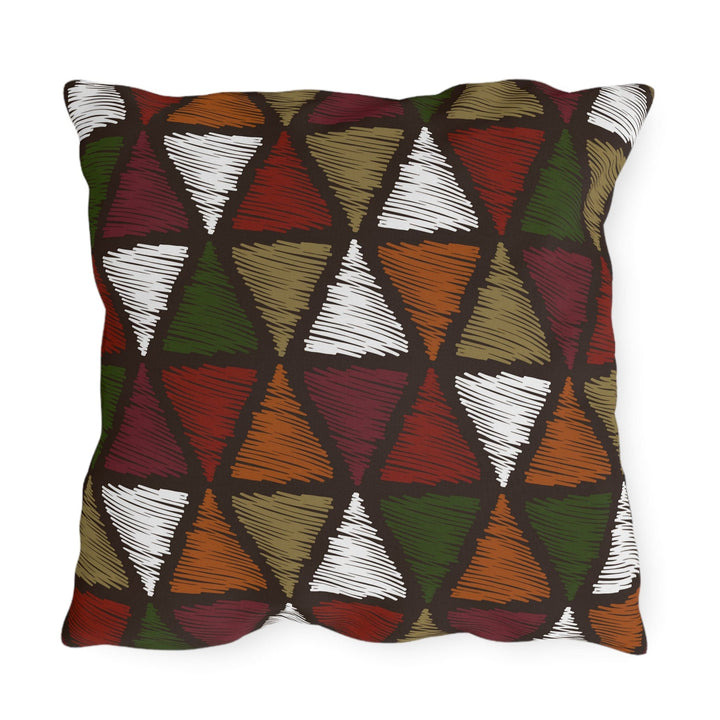 Decorative Indoor/outdoor Pillow - Forest Green Tribal Quilt Pattern