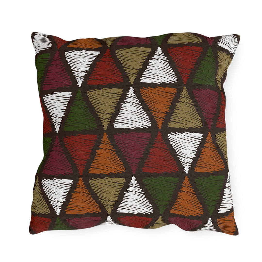 Decorative Indoor/outdoor Pillow - Forest Green Tribal Quilt Pattern