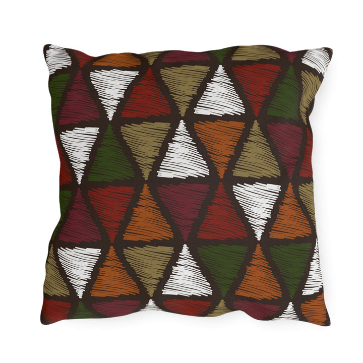 Decorative Indoor/outdoor Pillow - Forest Green Tribal Quilt Pattern