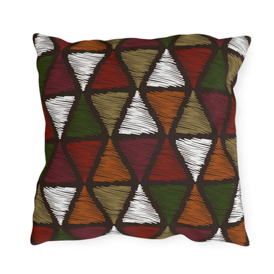 Decorative Outdoor Pillows With Zipper - Set Of 2 Forest Green And White Tribal