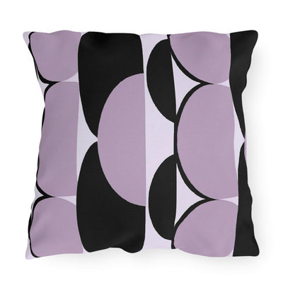Decorative Outdoor Pillows With Zipper - Set Of 2 Geometric Lavender And Black