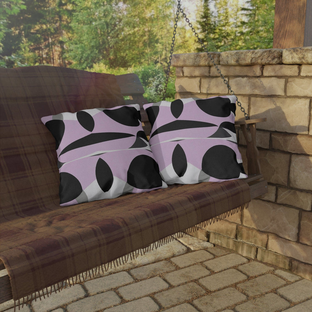 Decorative Indoor/outdoor Pillow Geometric Lavender and Black Pattern