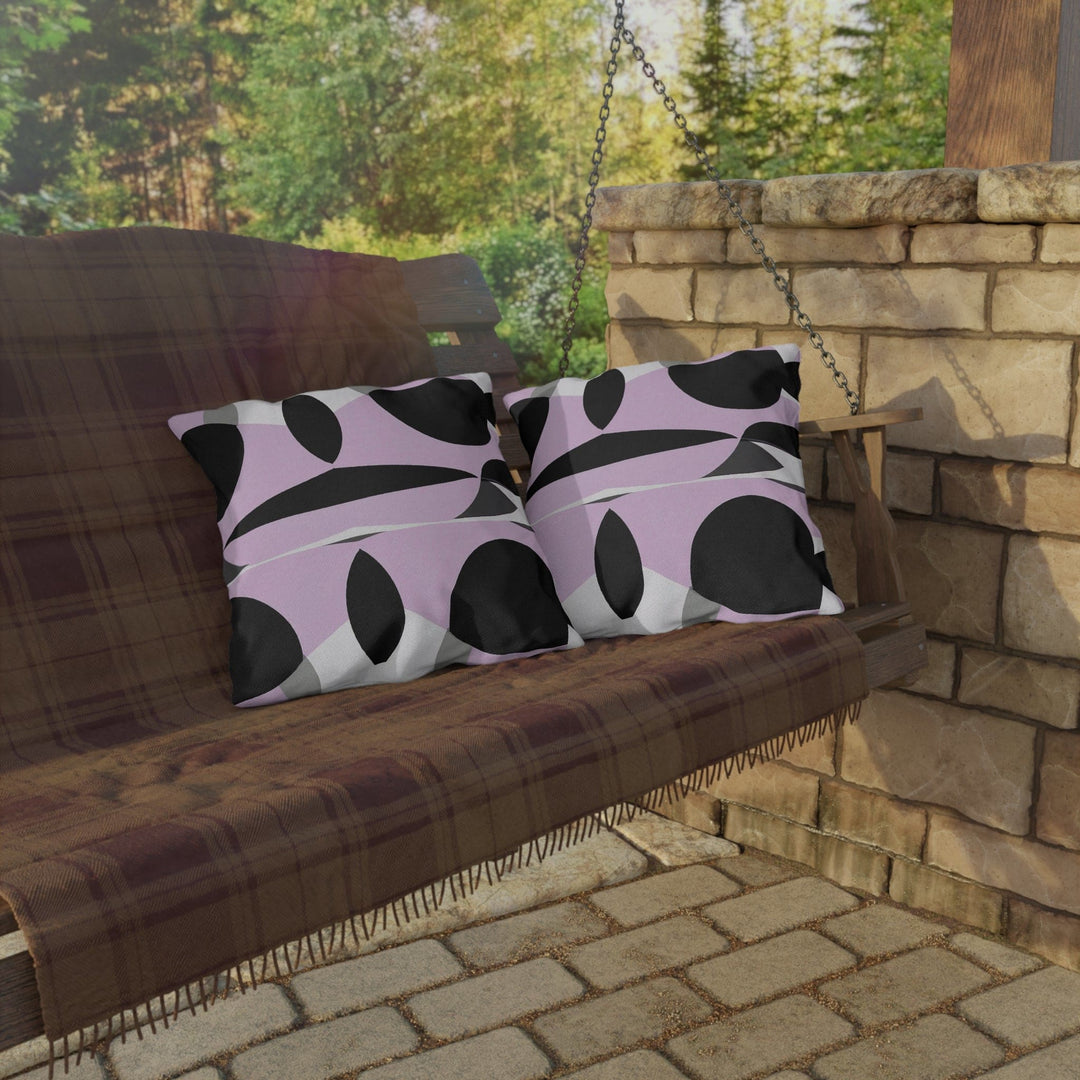 Decorative Indoor/outdoor Pillow Geometric Lavender and Black Pattern