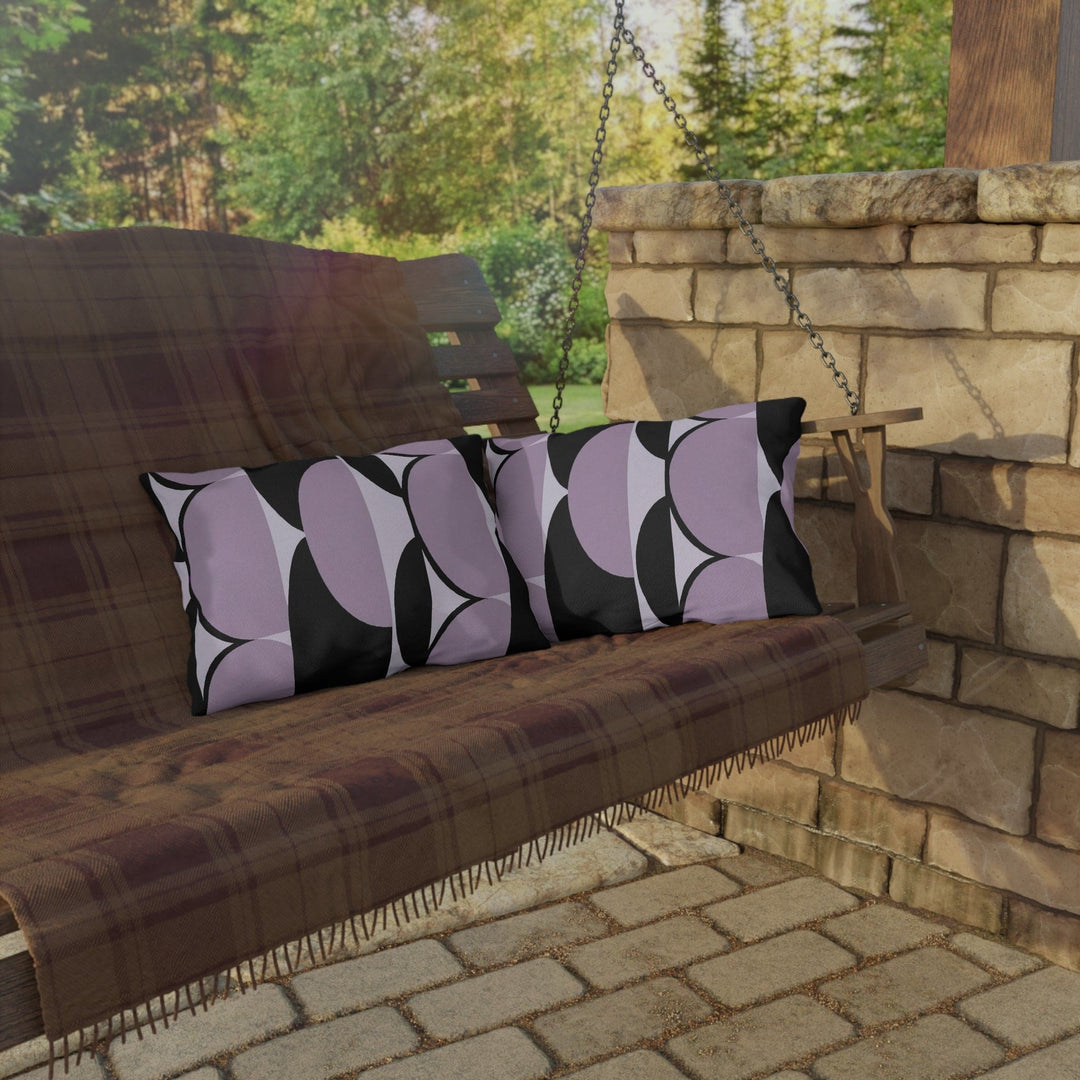 Decorative Indoor/outdoor Pillow Geometric Lavender and Black Pattern