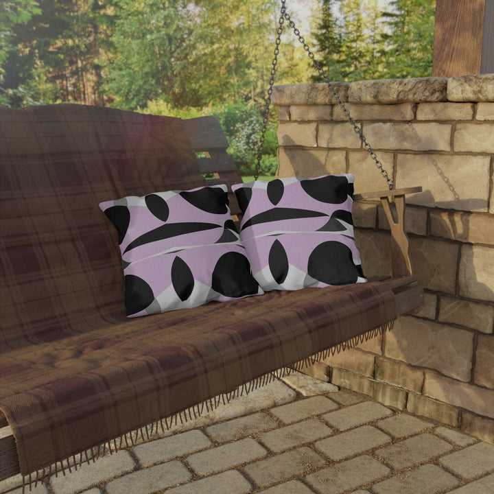 Decorative Indoor/outdoor Pillow Geometric Lavender and Black Pattern