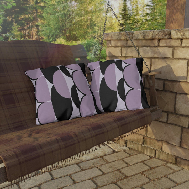 Decorative Indoor/outdoor Pillow Geometric Lavender and Black Pattern