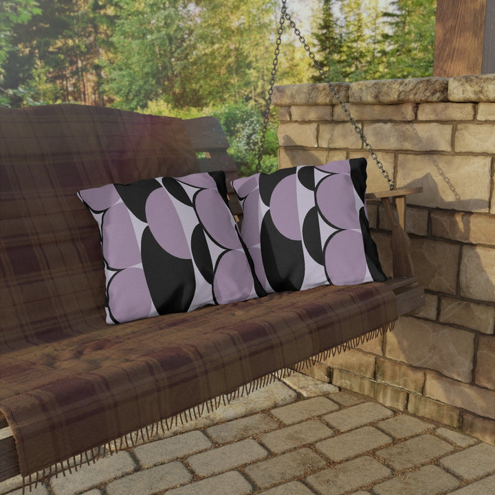 Decorative Indoor/outdoor Pillow Geometric Lavender and Black Pattern