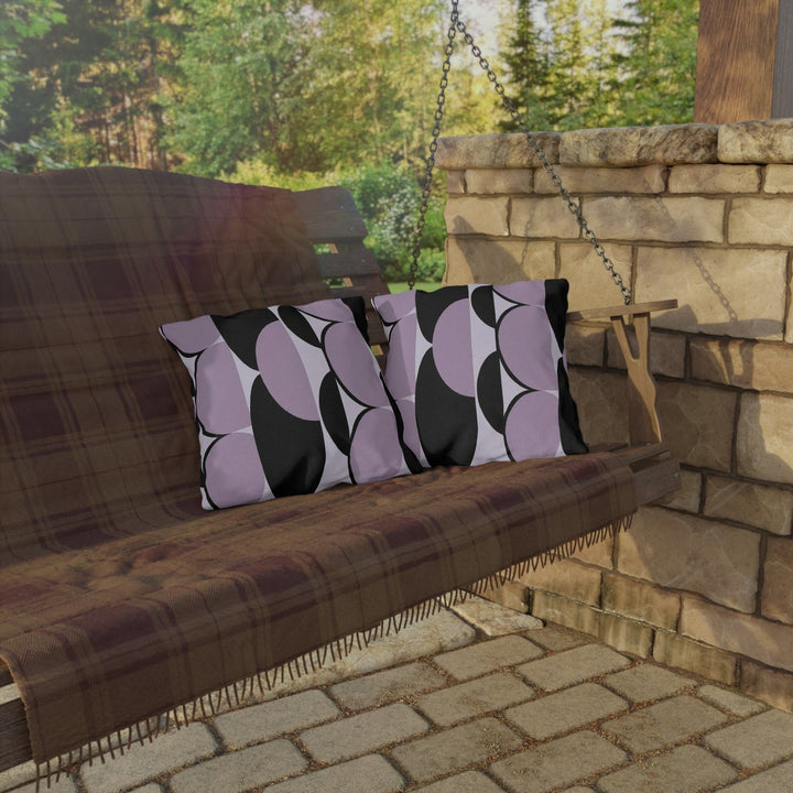 Decorative Indoor/outdoor Pillow Geometric Lavender and Black Pattern