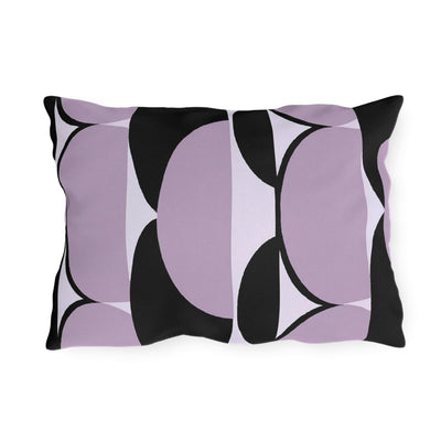 Decorative Outdoor Pillows With Zipper - Set Of 2 Geometric Lavender And Black