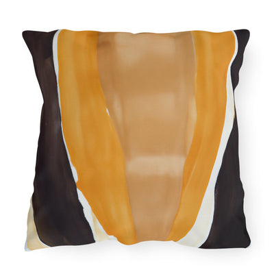 Decorative Outdoor Pillows With Zipper - Set Of 2 Golden Yellow Brown Abstract