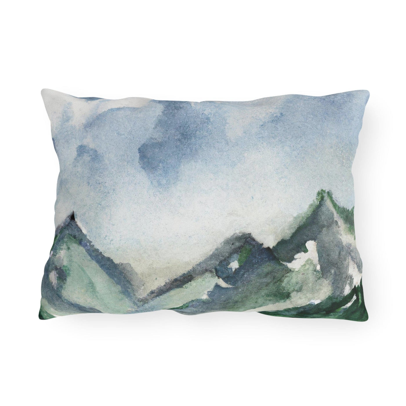 Decorative Outdoor Pillows With Zipper - Set Of 2 Green Mountainside Nature