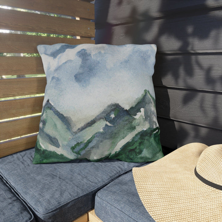 Decorative Indoor/outdoor Pillow Green Mountainside Blue Sky - Decorative