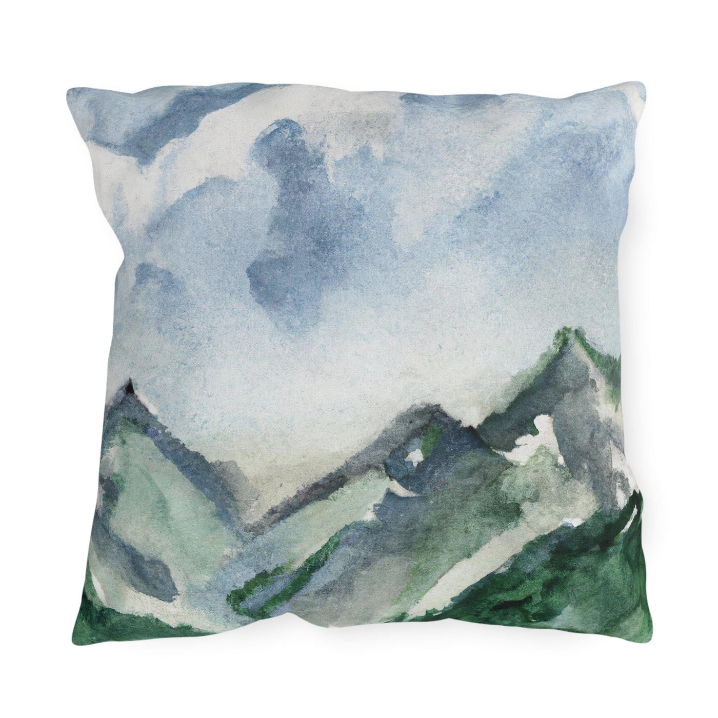 Decorative Outdoor Pillows With Zipper - Set Of 2 Green Mountainside Nature