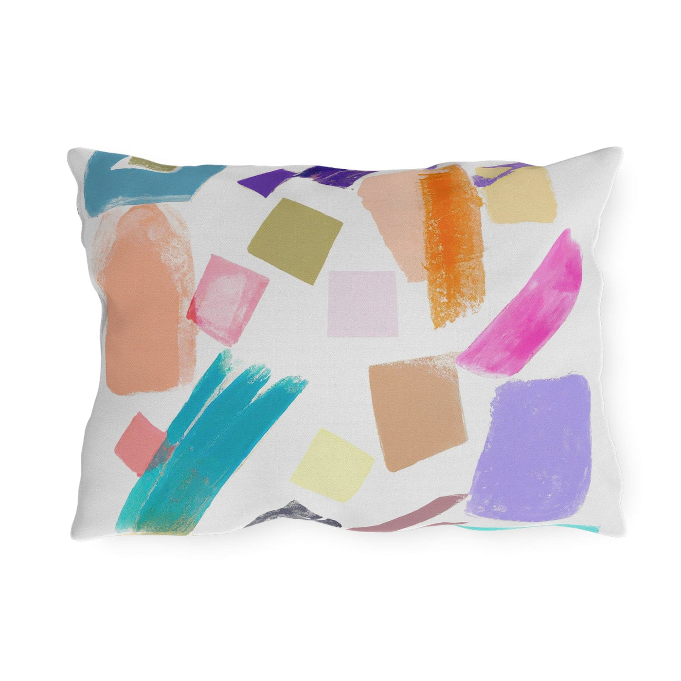 Decorative Outdoor Pillows With Zipper - Set Of 2 Multicolor Pastel Geometric