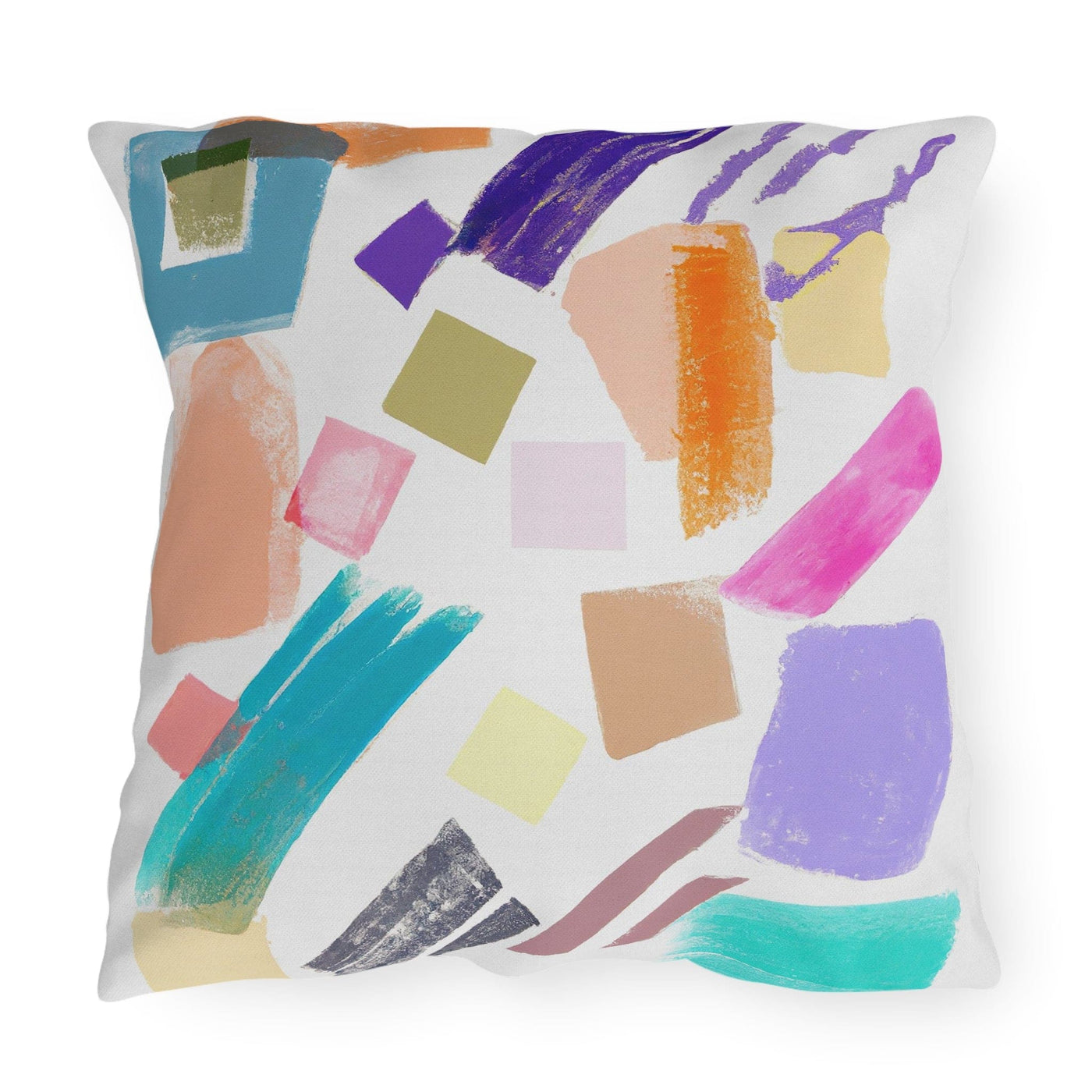Decorative Outdoor Pillows With Zipper - Set Of 2 Multicolor Pastel Geometric