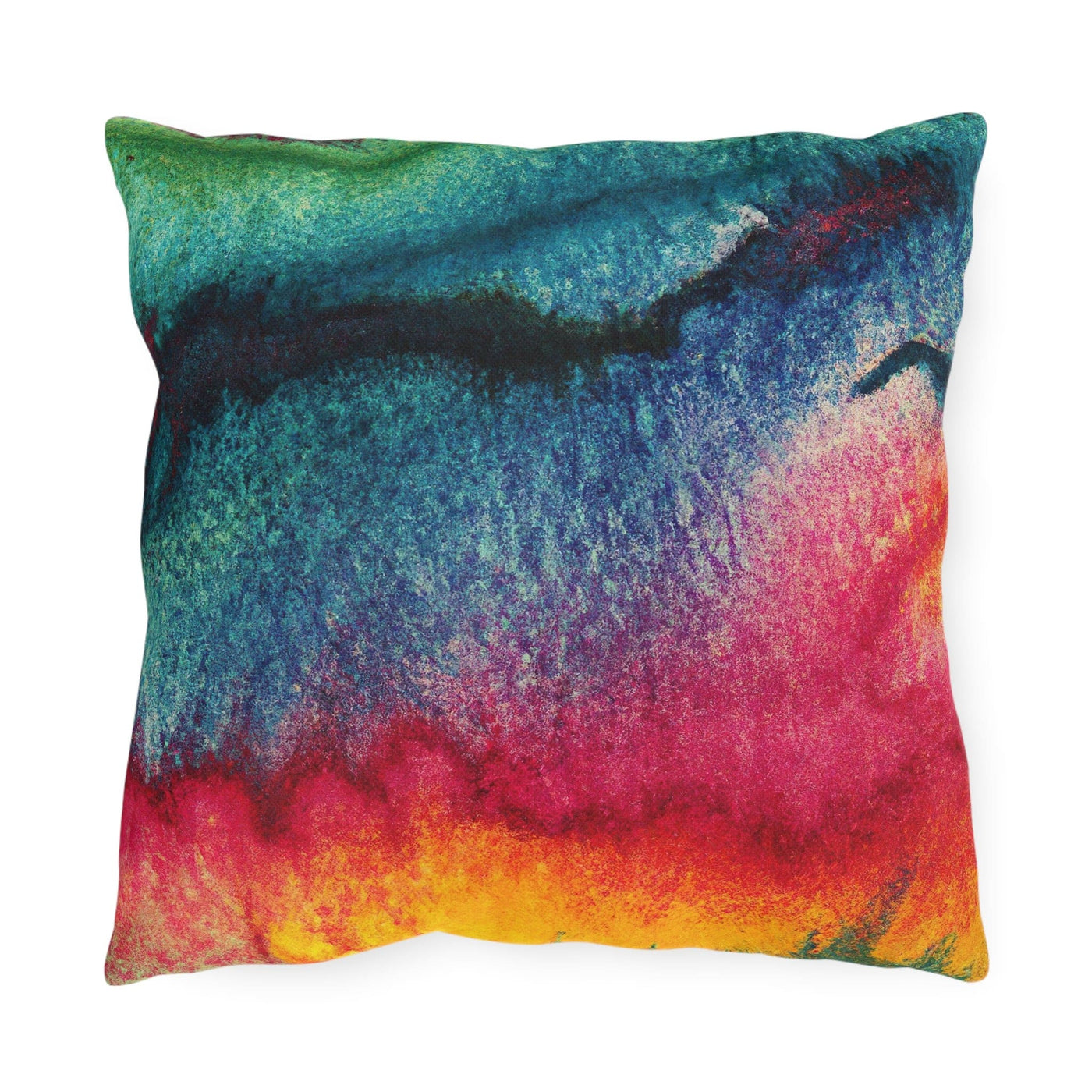 Decorative Outdoor Pillows With Zipper - Set Of 2 Multicolor Watercolor