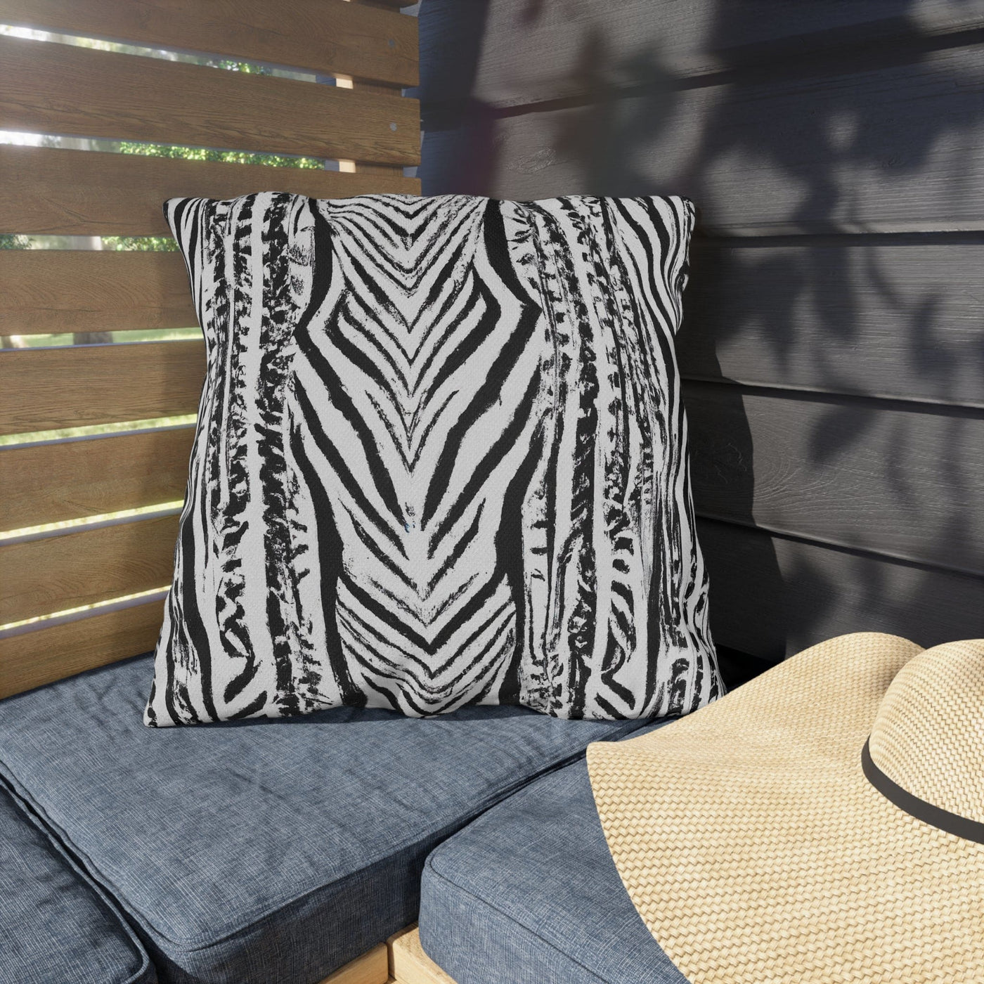 Decorative Outdoor Pillows With Zipper - Set Of 2 Native Black And White