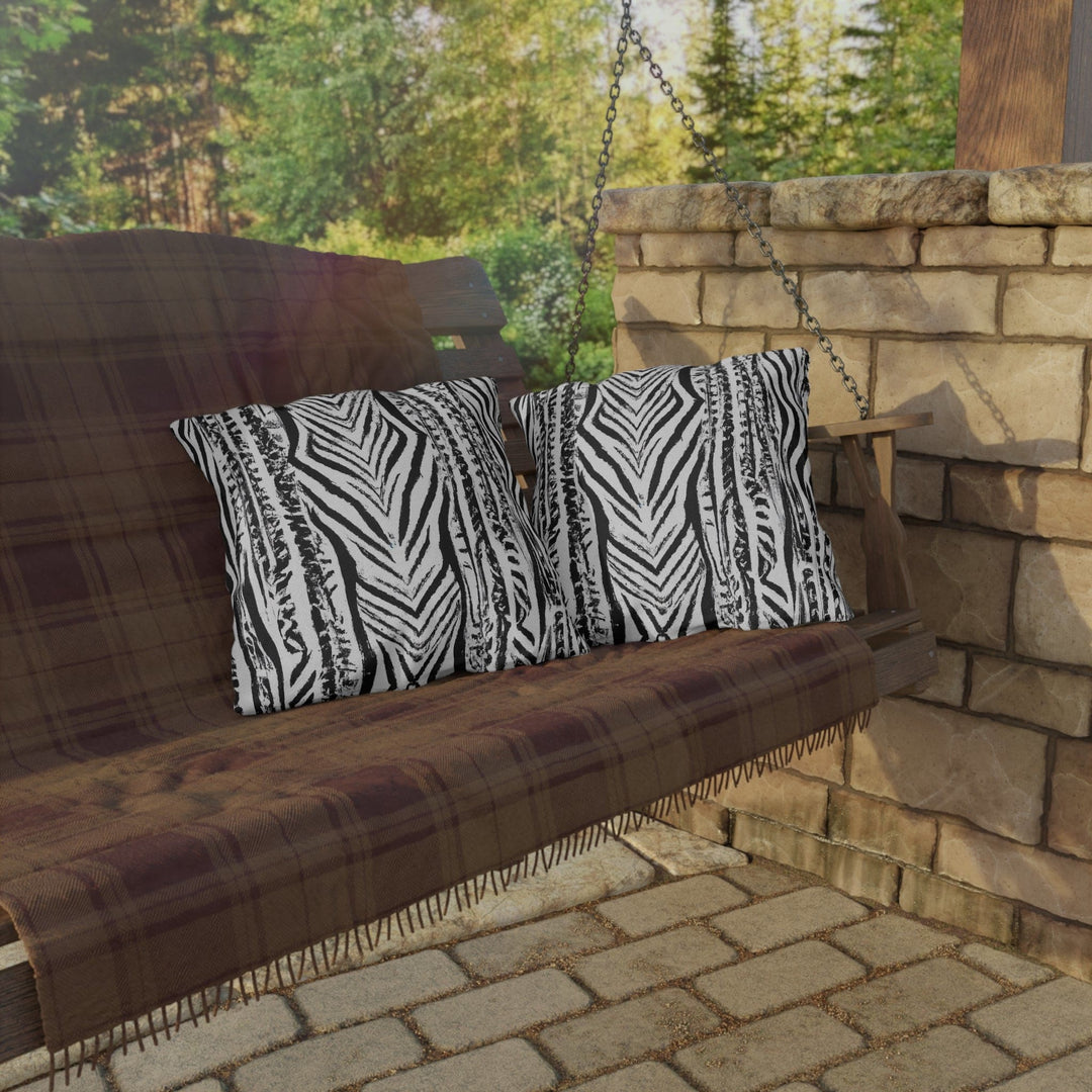 Decorative Indoor/outdoor Pillow Native Black and White Abstract Pattern