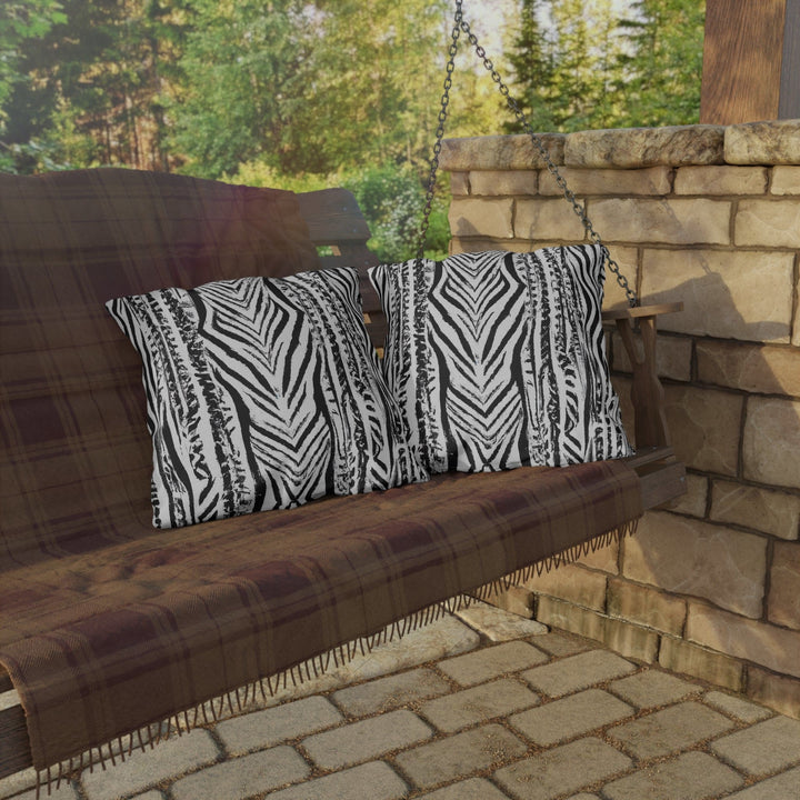 Decorative Indoor/outdoor Pillow Native Black and White Abstract Pattern