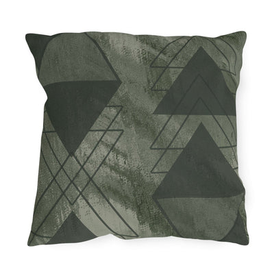 Decorative Outdoor Pillows With Zipper - Set Of 2 Olive Green Triangular
