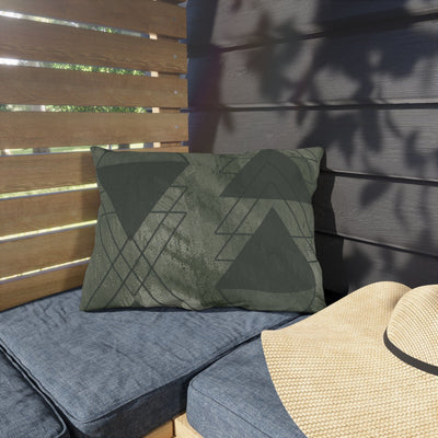 Decorative Outdoor Pillows With Zipper - Set Of 2 Olive Green Triangular