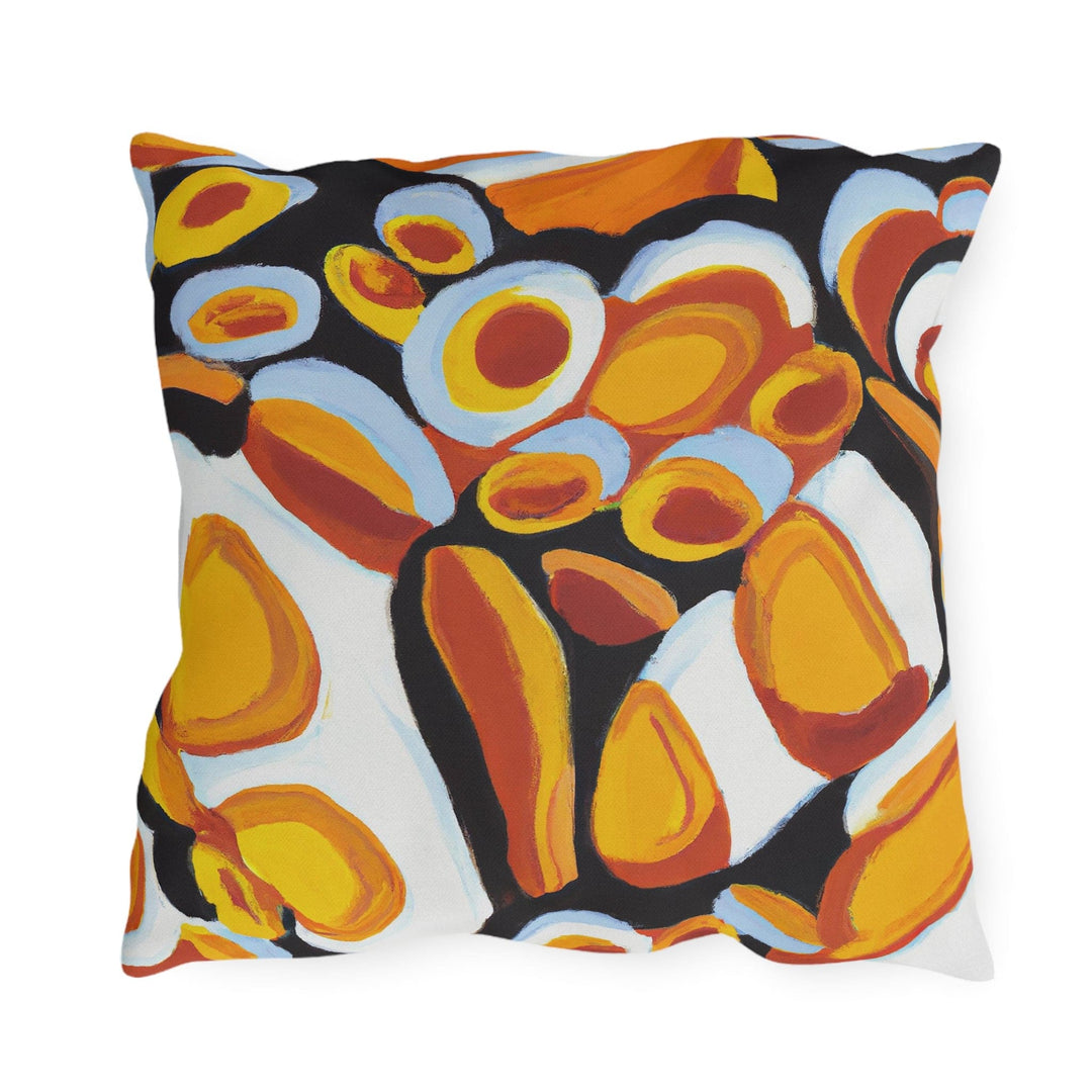 Decorative Indoor/outdoor Pillow - Orange Black White Geometric Pattern